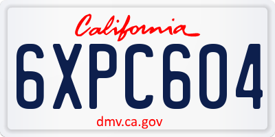 CA license plate 6XPC604