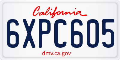 CA license plate 6XPC605