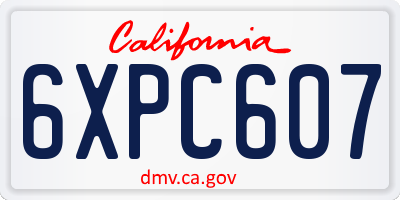 CA license plate 6XPC607