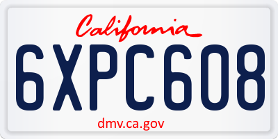 CA license plate 6XPC608