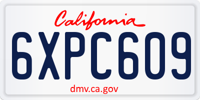 CA license plate 6XPC609