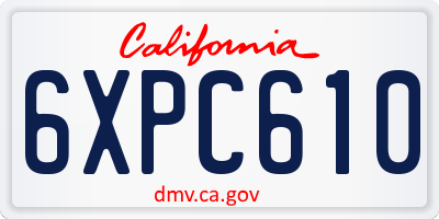 CA license plate 6XPC610