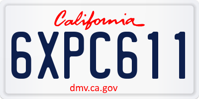 CA license plate 6XPC611