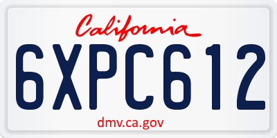 CA license plate 6XPC612