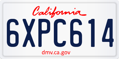 CA license plate 6XPC614