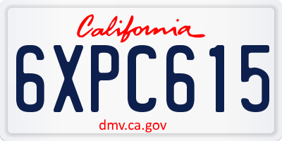 CA license plate 6XPC615