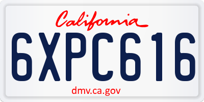 CA license plate 6XPC616