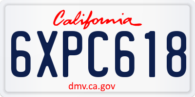 CA license plate 6XPC618