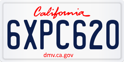CA license plate 6XPC620