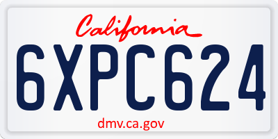 CA license plate 6XPC624