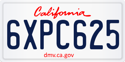 CA license plate 6XPC625