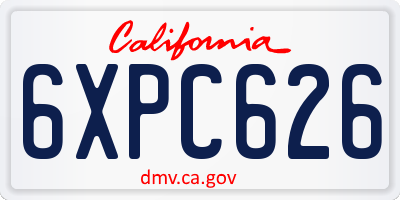 CA license plate 6XPC626
