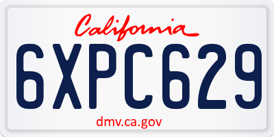 CA license plate 6XPC629