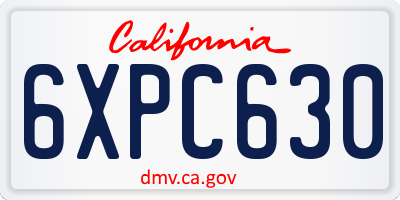 CA license plate 6XPC630
