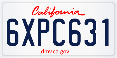 CA license plate 6XPC631