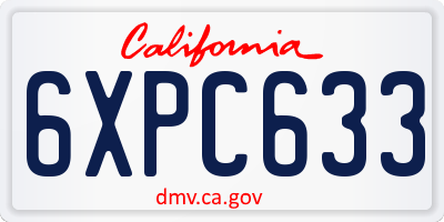 CA license plate 6XPC633