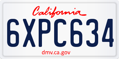 CA license plate 6XPC634