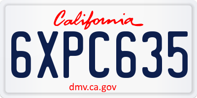 CA license plate 6XPC635