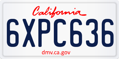 CA license plate 6XPC636