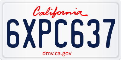 CA license plate 6XPC637