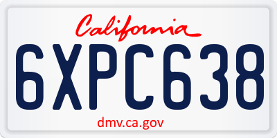 CA license plate 6XPC638