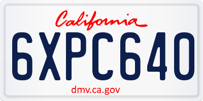 CA license plate 6XPC640