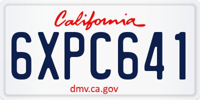 CA license plate 6XPC641