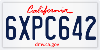 CA license plate 6XPC642