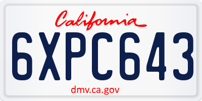 CA license plate 6XPC643
