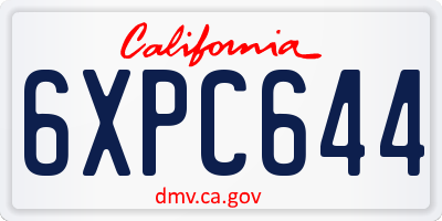 CA license plate 6XPC644