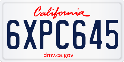 CA license plate 6XPC645