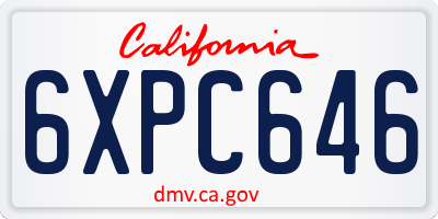 CA license plate 6XPC646