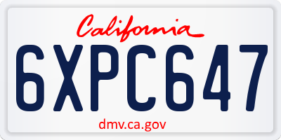 CA license plate 6XPC647