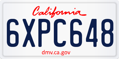 CA license plate 6XPC648