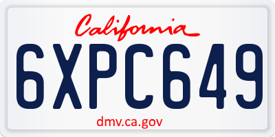 CA license plate 6XPC649