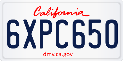 CA license plate 6XPC650