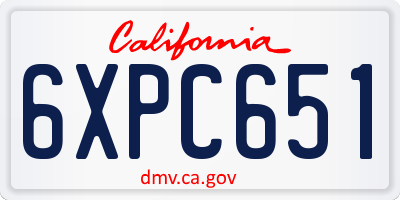 CA license plate 6XPC651