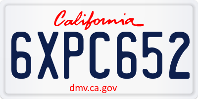 CA license plate 6XPC652