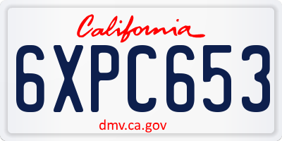 CA license plate 6XPC653