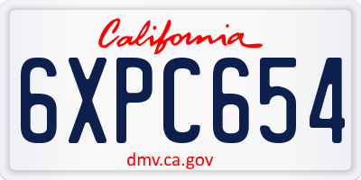 CA license plate 6XPC654