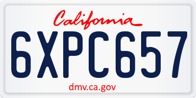 CA license plate 6XPC657