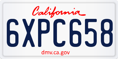 CA license plate 6XPC658