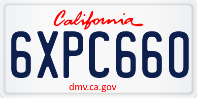CA license plate 6XPC660