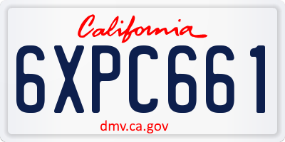 CA license plate 6XPC661