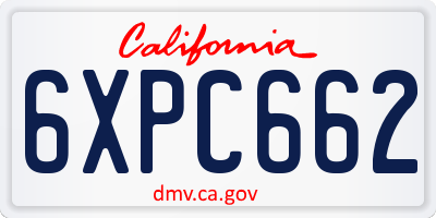 CA license plate 6XPC662