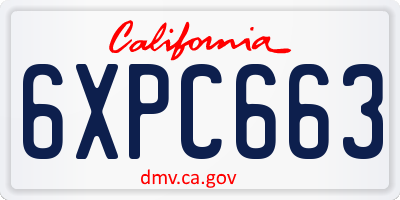 CA license plate 6XPC663