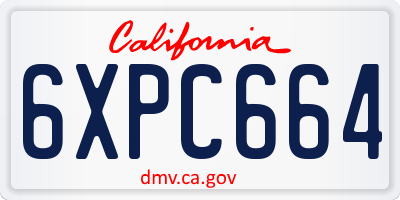 CA license plate 6XPC664