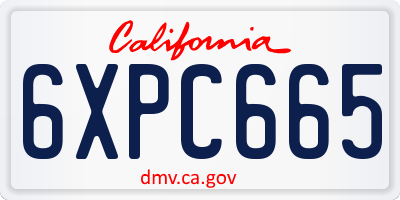 CA license plate 6XPC665