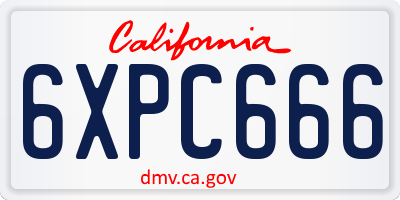 CA license plate 6XPC666