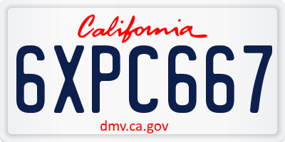 CA license plate 6XPC667
